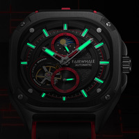 Mark Fairwhale Herren Automatik-Armbanduhr mit Innenkreis und Außenquadrat, Silikonarmband, 3ATM Wasserdicht, Sportuhr FW-6490