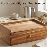 Boîte de rangement personnalisée en bois pour sachets de thé avec tiroir supérieur, coffre de service à thé, boîte de rangement pour service à thé d'accueil