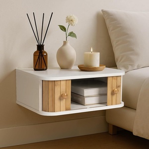 Table de chevet flottante maison meubles de chambre à coucher <span class=keywords><strong>lit</strong></span> en bois tenture latérale murale table de nuit Tables de chevet - Product Image 1