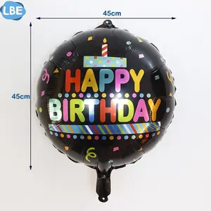 Factory custom 18inch round shape happy birthday helium foil balloons globos feliz cumpleanos for party decoration