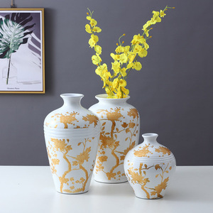 Commercio all'ingrosso tradizionale Festival tempio vasi oro modello di fiori a buon mercato all'ingrosso vaso di zenzero in ceramica - Product Image 1