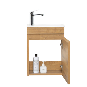 TONA <span class=keywords><strong>Meuble</strong></span>-lavabo mural moderne en bois grainé, résistant à l'eau, avec miroir LED 400 mm, écologique, pour petite <span class=keywords><strong>salle</strong></span> <span class=keywords><strong>de</strong></span> <span class=keywords><strong>bain</strong></span> - Product Image 4