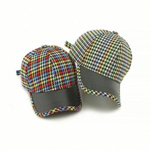 New Korean Fashion Houndstooth Hard Top Baseball Cap for Women Spring New <b>Sunscreen</b> Personalized Stitching PU Brim Baseball Cap - Product Image 1