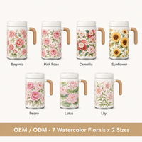 Gobelet isotherme floral en acier inoxydable 316, 700 ml, avec couvercle à vis et filtre à thé, grande capacité, pour garder au chaud, café et eau colorée