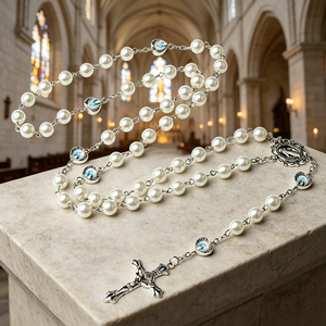 Rosario católico religioso grande, elegante y hermoso, de lujo, con accesorios de acrílico de colores y San Benito. - Product Image 1