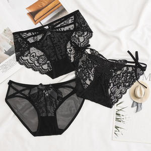 Braguitas de Bikini de Encaje Negro sin Costuras y Transpirables para Mujer 2024, Cintura Baja, Sexy, Hueco, con Entrepierna de Algodón, Estilo Diario - Product Image 2