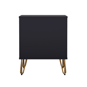 Black Nightstand With Gold Hairpin Legs Modern <b>Storage</b> Unit For Bedroom - Product Image 3