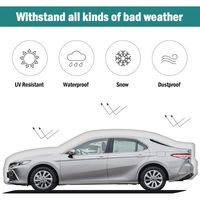 Housse de voiture imperméable en PEVA avec doublure en coton spunlace, protection extérieure, bandes réfléchissantes, ajustement universel pour la plupart des voitures