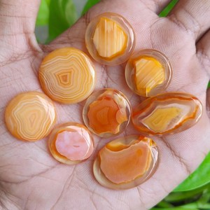 Lote de Cabujones de Ágata con Banda Naranja 152CT 8PCS Gemas para Fabricación de Joyas Mayorista Exportador India - Product Image 3