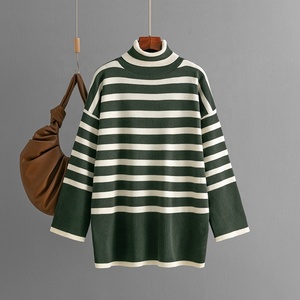 <span class=keywords><strong>Pull</strong></span> col roulé rayé pour <span class=keywords><strong>femme</strong></span>, <span class=keywords><strong>grande</strong></span> <span class=keywords><strong>taille</strong></span>, ample, décontracté, tricoté, style streetwear, manches longues, <span class=keywords><strong>pull</strong></span> basique tendance - Product Image 5