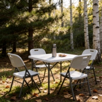 Professioneller 86x86cm Klappbarer Kunststoff-Esstisch Internationaler Standard Verschleißfest mit Winkelstütze für Gartenpartys