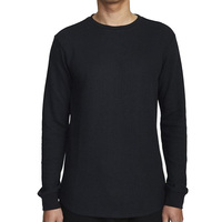 LMY033 Chemise thermique à manches longues pour homme, tricot gaufré, ourlet arrondi