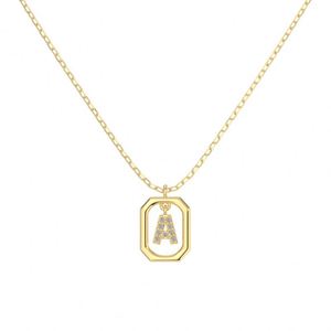 Dylam -A- <b>Initial</b> <b>Necklace</b> Rhodium 14K Gold Plated 925 <b>Silver</b> 5A Zirconia Tiny Letters Monogram Pendant <b>Necklaces</b> for Women - Product Image 4