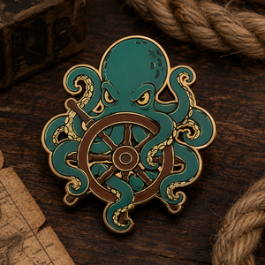 En gros, Pin's en émail et métal de haute qualité, personnalisé, vintage, sur le thème de la grande pieuvre monstre marin, art <span class=keywords><strong>nautique</strong></span>, badge souvenir rétro océanique - Product Image 2