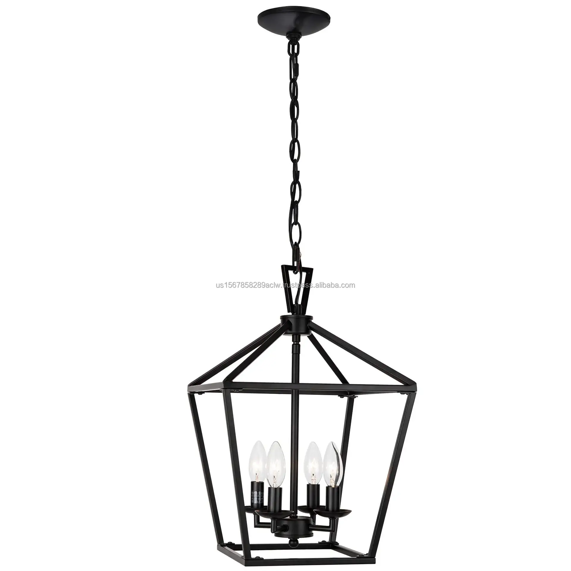 American style retro industrial pendant light 4-light black kitchen island pendant light black hanging lamp with chain