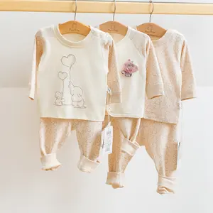 有机棉心形动物连体衣宝宝儿童睡衣宝宝套装