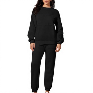 Chándal Deportivo Personalizado al por Mayor con Cuello Redondo, 100% Algodón, Ropa de Invierno, Chándal para Mujer, Color Sólido, Ecológico, de Alta Calidad - Product Image 4