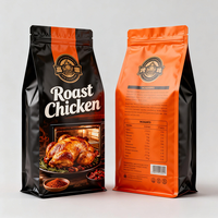 Sacs d'emballage personnalisés imprimés pour poulet rôti chaud, poulet frit entier, poulet de rôtisserie, avec fermeture éclair refermable pour micro-ondes
