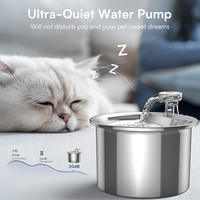 Fontaine à eau pour chat 2L/67.63oz en acier inoxydable, distributeur d'eau pour chien avec filtre