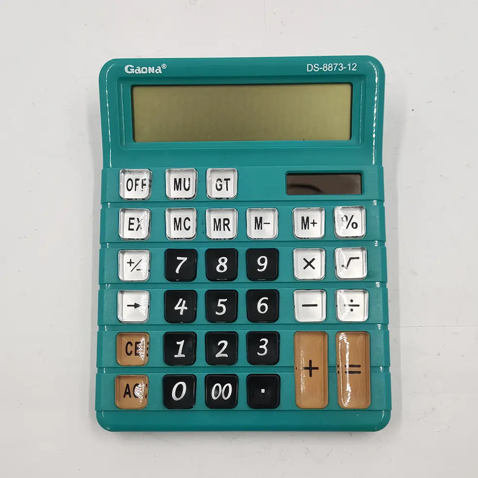 Дешевый ученик Настольный калькулятор 12-значный двойной мощности (солнечная батарея)