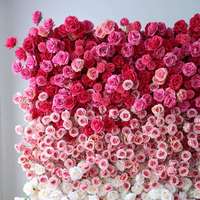 Rose Madder Luxuriöse Künstliche Seiden-Rosa-Blumenwand-Dekorationen 3D/5D Aufrollbare Rosen-Hochzeits-Weiße Blumenwand-Kulisse