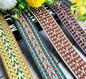 Gió quốc gia Jacquard vành đai băng lưới 3.8cm <span class=keywords><strong>Polyester</strong></span> lụa Intercolor Ribbon Nữ Túi dây đeo vai dệt kỹ thuật trực tiếp - Product Image 1