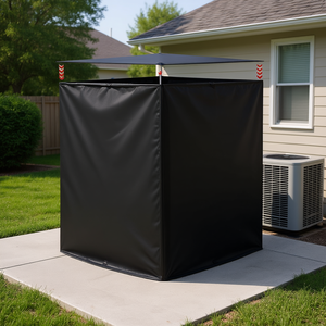 Housse de climatiseur double couche détachable en polyester imperméable 28x28 pouces pour unités de climatisation extérieures universelles noire - Product Image 2