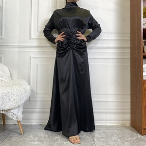 6664 #   Vestido Islámico de Alta Calidad en Satén Grueso con Mangas Largas y Cintura Plizada, Estilo Árabe Dubai para Eventos Musulmanes - Product Image 3