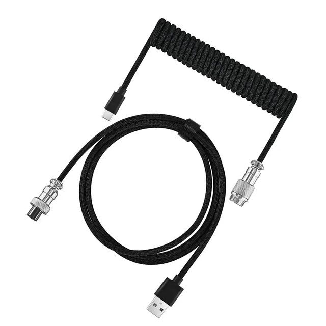 Type C USB Coiling Cable for Gaming Desktop Mechanical Keyboard With Durable Spring Design for Data Power Transfer