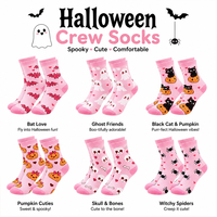Chaussettes roses personnalisées pour Halloween, antidérapantes, respirantes en coton pour le yoga, le pilates, la danse et les sports