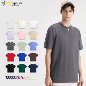 Mùa Hè 230-Gram Nặng Tinh Khiết Cotton Ngắn Tay T-Shirt Cho Nam Giới Với Một Vòng Cổ Và Lỏng Lẻo Rắn Màu Cơ Sở Lớp - Product Image 1