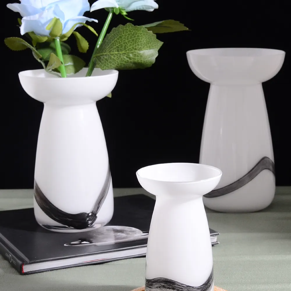 Samlife Custom Blown Wedding Glass Round Cylinder Flower Bud Vase Juego de 3