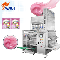 Machine d'emballage multi-lignes pour sachets d'assouplissant,20ml lessive liquide, savon, crème, soudure 4 côtés,liquides épais
