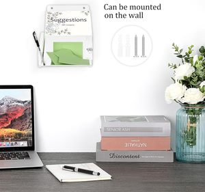 Treo Tường 5 "X 7" Rõ Ràng Acrylic Tặng Hộp Với Khóa Dấu Hiệu Khe Cắm Văn Phòng Phiếu Bầu Cử Hộp Thư Gợi Ý Bình Luận Hiển Thị Kệ - Product Image 3
