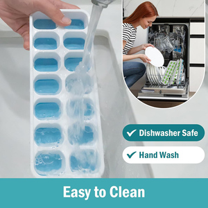 Boîte à glaçons en plastique silicone pour réfrigérateur, <span class=keywords><strong>bac</strong></span> à glaçons empilable <span class=keywords><strong>avec</strong></span> <span class=keywords><strong>couvercle</strong></span> - Product Image 5