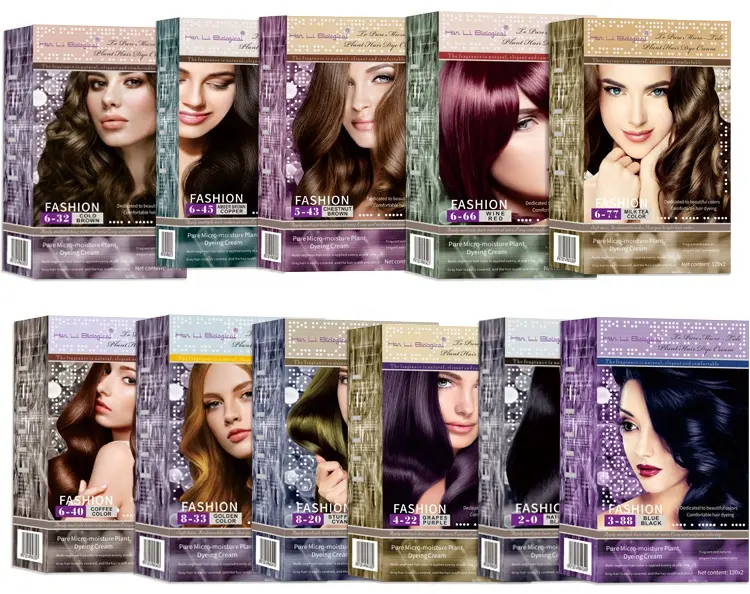 Özel etiket Salon doğal saç rengi kremi yarı kalıcı saç boyası 68 moda renkleri