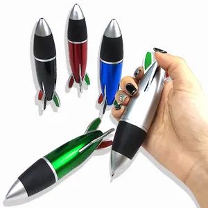 Fournitures scolaires promotionnelles pour enfants recharge de stylo à bille publicitaire jouets de fusée en plastique décoratifs stylos à bille avec logo imprimé