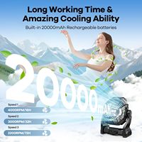 Ventilateur de camping rechargeable de 10 pouces, 270 °   Ventilateur rotatif avec lanterne LED, jusqu'à 36 heures d'autonomie, ventilateur silencieux pour tente, maison, voyage
