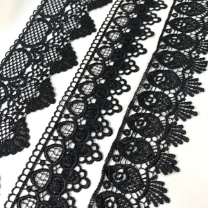 Wholesale New Black Guipure Lace Trim Embroidery Decorative Net Laces Fabrics For Women