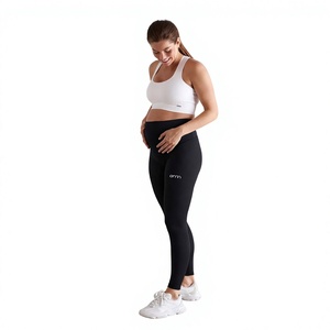 Women High Waist Maternity Jumpsuit Full Length Tummy Control <b>Shapewear</b> Black Spandex Nylon Stretch Pants for <b>Pregnancy</b> - Product Image 1