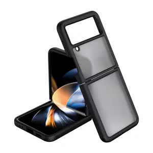 Mil เคสกันกระแทกเกรดป้องกันลายนิ้วมือ,ด้านหลัง PC แข็งผิวด้านกันลายนิ้วมือ + เคสถุงลมนิรภัย TPU เนื้อนิ่มสำหรับ Samsung Galaxy Z Flip 4 5G
