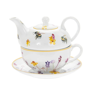 Juego de té personalizado para una tetera, taza y platillo, diseño personalizado, abejas, Flora, bonito, novedad - Product Image 1