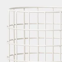 Porte-ustensiles en fil métallique cylindrique avec base en bois massif, panier de rangement pour outils de cuisine sur comptoir