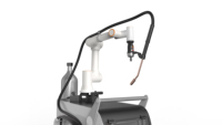 Robot collaboratif de soudage, bras robotique à six axes avec commande PLC et alimentation en fil motorisée, performances de soudage laser stables