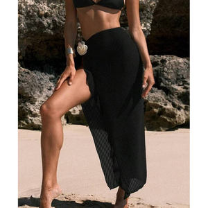 Robe <span class=keywords><strong>de</strong></span> plage texturée fendue pour <span class=keywords><strong>femme</strong></span>, sarong midi à bretelles spaghetti avec fleurs 3D pour les vacances d'été - Product Image 4