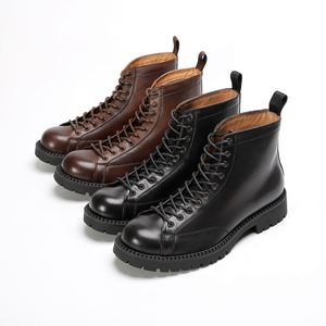 2025 British Style Men's <b>Boots</b> High Top <b>Boots</b> for Autumn and Winter Lace up Wear Resistant Motorcycle Ankle <b>Boots</b> - Product Image 4