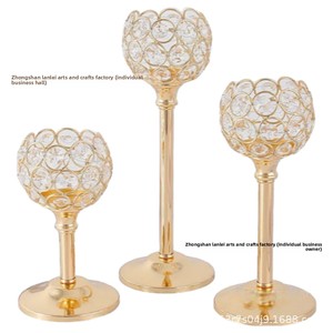 Ensemble de trois mini-bougeoirs en fer cristallin de style européen, vintage et romantique, pour dîners aux chandelles de mariage - Usine chinoise - Product Image 5