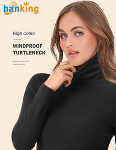 Top a collo alto termico da <span class=keywords><strong>donna</strong></span> Casual caldo in pile foderato a maniche lunghe camicie maglione finto Pullover per la primavera e l'autunno - Product Image 3