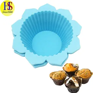 Food Grade Eco-friendly Reusable Flower Style Silicone Cupcake Mold Muffin Baking Cups for Kids