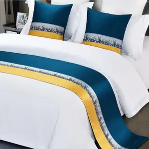 Linge de lit pour hôtel de luxe léger Coureur de lit de couleur unie pour hôtel Couette avec oreillers assortis